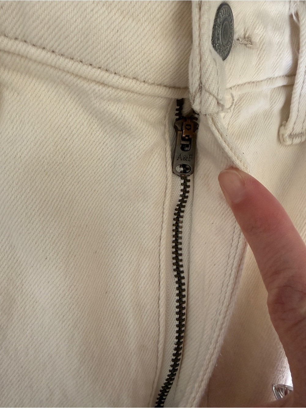 Abercrombie 90s straight ultra high rise split hem Off-White Jeans curve love - Picture 9 of 16